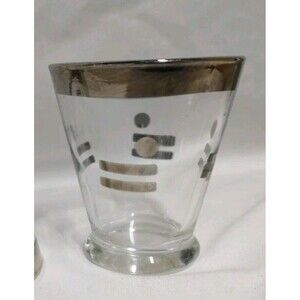 Dorothy Thorpe Rare DOTS AND DASHES Glass Cocktail Silver Band Juice Mid Century